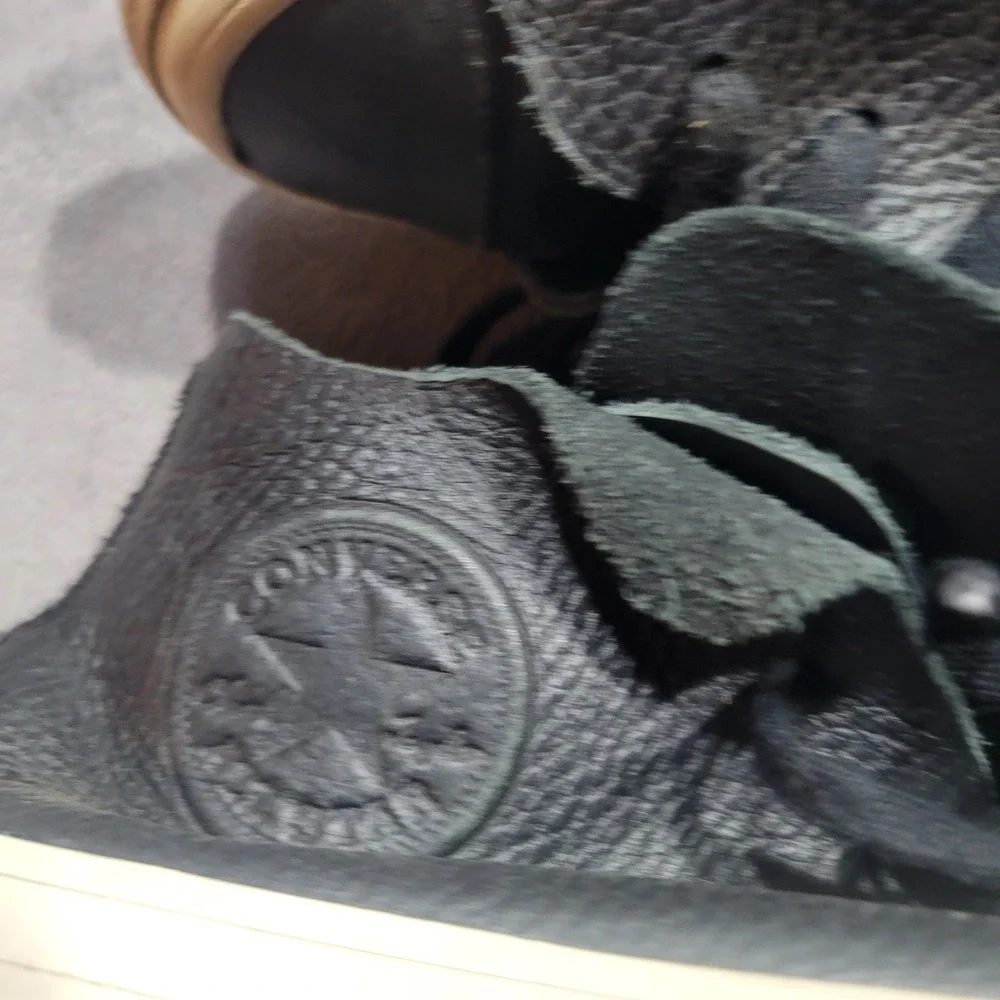 Converse All Star‎ Prime High Top Black Tumbled Leather Sneakers Womens 5